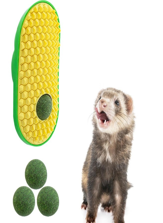 OOXYG Ferret Toys, Hay Ball for Ferret Lick, Safe Ferret Chew Enrichment Toys Teeth Cleaning Dental, Edible Ferret Wall Treats Ball, Easy to Clean - Image 1